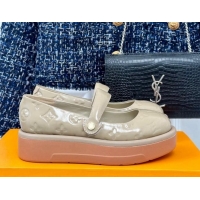 Pretty Style Louis Vuitton Platform Mary Janes Shoes 5cm in Monogram Leather Grey 905079