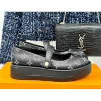 Good Quality Louis Vuitton Platform Mary Janes Shoes 5cm in Monogram Canvas Black 905081