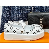 Cheapest Louis Vuitton Platform Mary Janes Shoes 5cm in Monogram Canvas White 905082