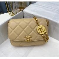 Top Quality Chanel Lambskin Small Flap bag with Coin Charm AS2189 Beige 2024