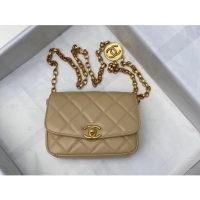 Top Quality Chanel Lambskin Small Flap bag with Coin Charm AS2189 Beige 2024