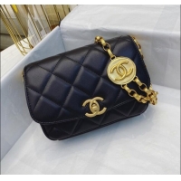 Market Sells Chanel Lambskin Small Flap bag with Coin Charm AS2189 Black 2024