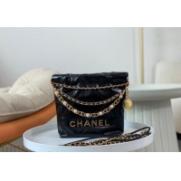 High Quality Chanel 22 Mini Bag in Shiny Calfskin AS3980 Black/Pearls 2024