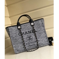 Inexpensive Chanel Deauville Mixed Fibers and Calfskin Shopping Bag A66941 White/Black 2024