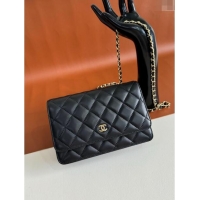 Buy Classic Chanel Lambskin Classic Wallet on Chain WOC CH9092 Black/Gold 2024