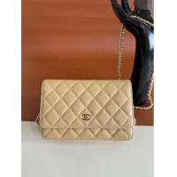 Top Quality Chanel Lambskin Classic Wallet on Chain WOC CH9092 Beige 2024