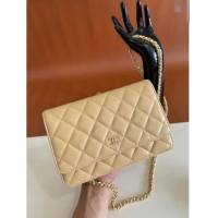 Top Quality Chanel Lambskin Classic Wallet on Chain WOC CH9092 Beige 2024