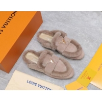 Sophisticated Louis Vuitton LV Capri Open Back Loafers/Flat Mules in Suede and Wool Nude 905092