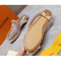 Sophisticated Louis Vuitton LV Capri Open Back Loafers/Flat Mules in Suede and Wool Nude 905092