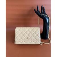 Fashion Luxury Chanel Lambskin Classic Wallet on Chain WOC CH9092 Light Beige 2024