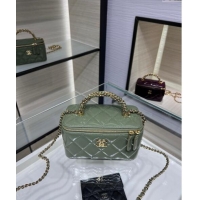 New Product Chanel Lambskin Clutch with Chain and Top Handle AP4168 Khaki Green 2024