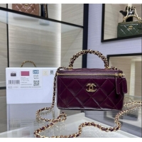 Best Generous Chanel Lambskin Clutch with Chain and Top Handle AP4168 Dark Burgundy 2024