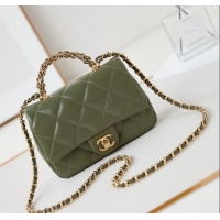 Hot Style Chanel Lambskin Mini Flap bag with Top Handle AS5032 Green 2024