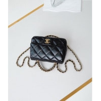 Market Sells Chanel Lambskin Mini Flap bag with Top Handle AS5032 Black 2024