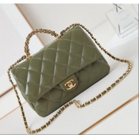 Low Price Chanel Lambskin Medium Flap bag with Top Handle AS5043 Green 2024