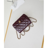 Buy New Cheap Chanel Lambskin Medium Flap bag with Top Handle AS5043 Dark Burgundy 2024