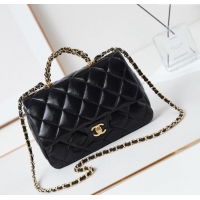 Buy Classic Chanel Lambskin Medium Flap bag with Top Handle AS5043 Black 2024