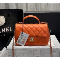 Luxurious Best Chanel Coco Lambskin Mini Flap Bag with Top Handle AS2431 Orange 2024