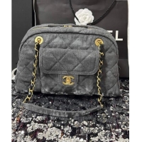 Low Price Chanel Washed Denim Bowling Bag AS4905 Grey 2024