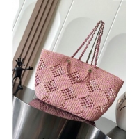 Top Quality Chanel Raffia Effect Braided Large Shopping bag AS4576 Pink 2024