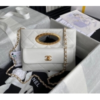 Luxury Cheap Chanel Lambskin Clutch with Chain Shoulder bag AS5038 White 2024