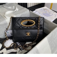 Grade Quality Chanel Lambskin Clutch with Chain Shoulder bag AS5038 Black 2024