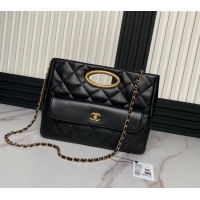 New Design Chanel Lambskin Small Shopping bag AS5036 Black 2024