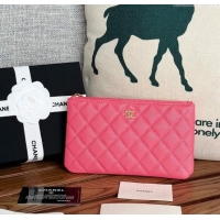 Popular Style Chanel Grained Calfskin Classic Zipped Pouch AP1071 Dark Pink 2024