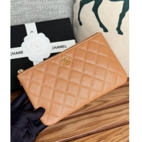 Reasonable Price Chanel Grained Calfskin Classic Zipped Pouch AP1071 Brown 2024