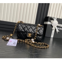 Good Taste Chanel Shiny Lambskin Mini Flap Bag with Metal Pearl AS4947 Black 2024