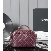 Hot Sell Fashion Chanel Shiny Lambskin Small Shopping Bag AS5130 Burgundy 2024