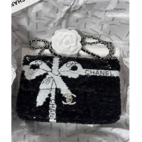 Market Sells Chanel Sequins Mini Flap bag with Bow 0830 Black 2024