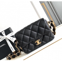 Cheap Wholesale Chanel Lambskin Mini Flap bag with CC Chain CH083001 Black 2024