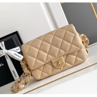 Classic Cheap Chanel Lambskin Small Flap bag with CC Chain CH083002 Beige 2024