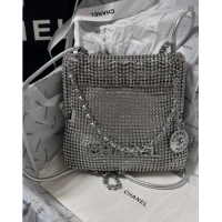 Top Grade Chanel 22 Strass Allover Mini Shopping Bag AS3980 Silver 2024