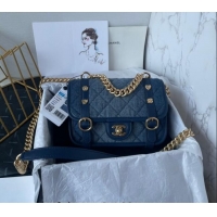 Market Sells Chanel Washed Denim Mini Flap Messenger bag AS5131 Blue 2024