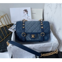 Top Quality Chanel Washed Denim Medium Flap Messenger bag AS5132 Blue 2024