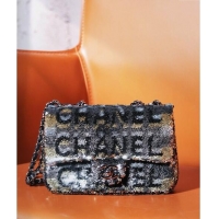 Top Quality Chanel Sequins Logo Mini Flap Bag CH0097 Black 2024