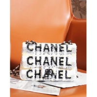 Buy Classic Chanel Sequins Logo Mini Flap Bag CH0097 White 2024