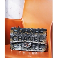 Top Grade Chanel Sequins Logo Medium Flap Bag CH0098 Black 2024