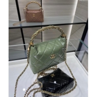 Stylish Discount Chanel Lambskin Clutch with Chain and Top Handle AP4189 Green 2024