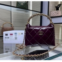 Luxury Discount Chanel Lambskin Clutch with Chain and Top Handle AP4189 Burgundy 2024