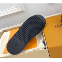 Best Grade Louis Vuitton LV Cosy Flat Comfort Clog Mules in Black Monogram Canvas and Wool 905098