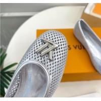 Top Grade Louis Vuitton Shake Flat Ballerinas Flat in Perforated Leather Silver 905101