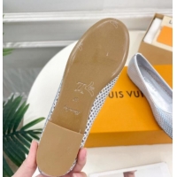 Best Grade Louis Vuitton Shake Flat Ballerinas Flat in Perforated Leather Silver 090510