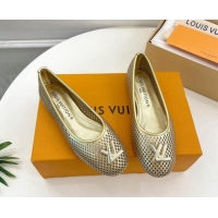 Low Price Louis Vuitton Shake Flat Ballerinas Flat in Perforated Leather Gold 905102