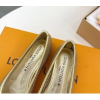 Low Price Louis Vuitton Shake Flat Ballerinas Flat in Perforated Leather Gold 905102