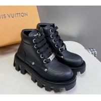 Best Product Louis Vuitton LV Checker Lace-up Ankle Boots 5cm in Calf Leather Black 905107