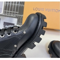 Best Product Louis Vuitton LV Checker Lace-up Ankle Boots 5cm in Calf Leather Black 905107