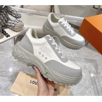 Purchase Louis Vuitton Men's Signature Grained Leather Sneakers Grey/White 905114